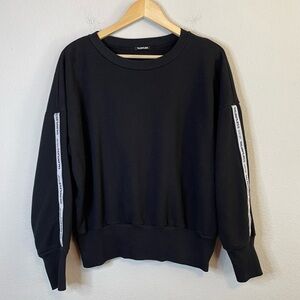 Talentless Black Crewneck Sweatshirt Logo Stripe Sleeves 100% cotton Size Small